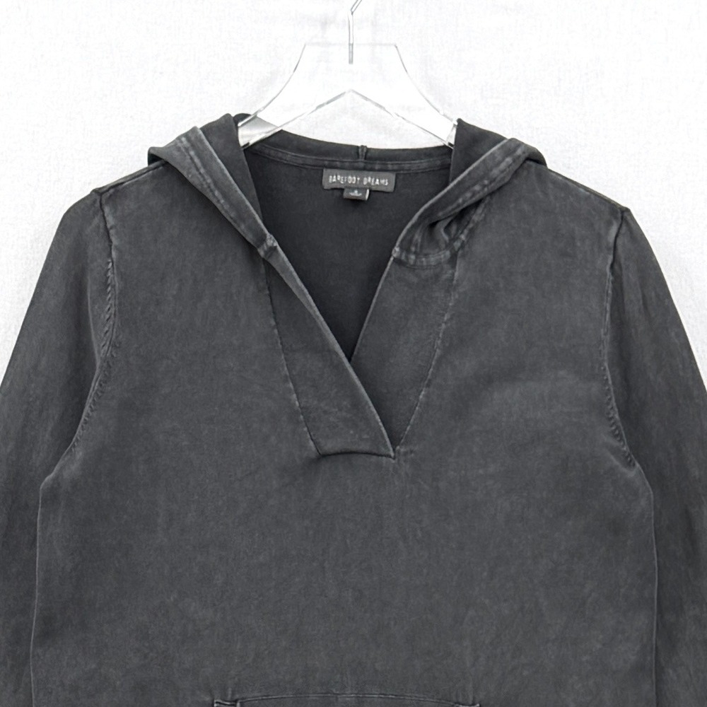 Barefoot Dreams Hoodie Women Small Black Pullover Acid Wash Cotton Knit - Picture 7 of 14